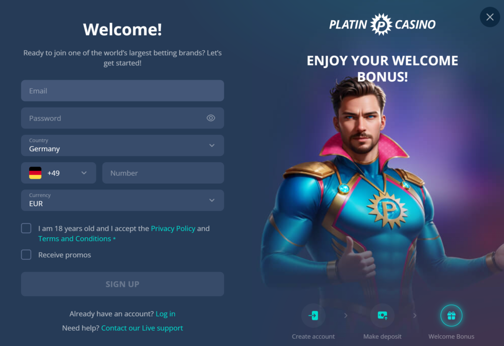 Platincasino Verification and Sign Up